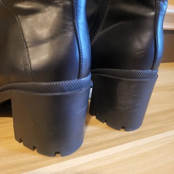 Mix No.6 Boots Valera Lace Up Combat Block Heels Black Faux Leather Women's 8M - Picture 12 of 16